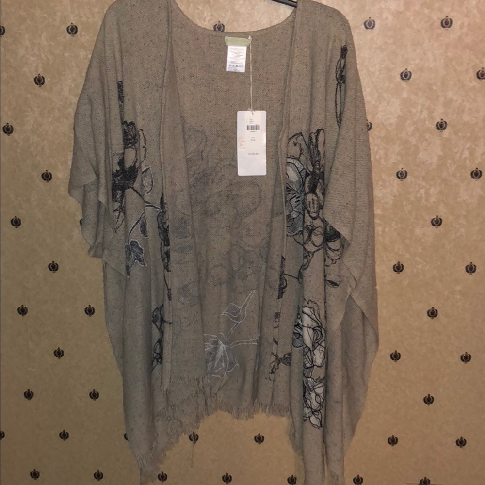 Anthropologie Knitted Floral Shawl/Cardigan